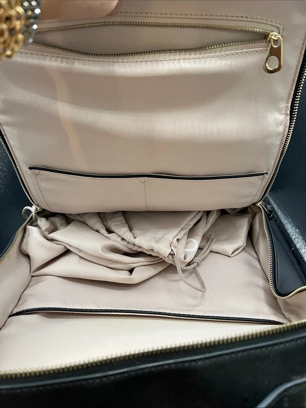 Calpak Black Faux Leather Backpack with Gold Hardware